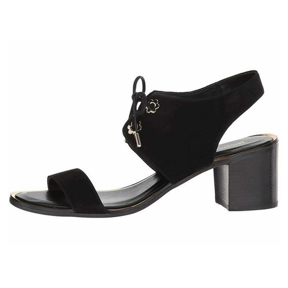 NEW MICHAEL Michael Kors Women Estela Gold Floral Mid Chunky Dress Heel Sandals - Picture 2 of 8